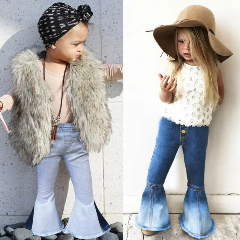 

Pudcoco Brand New Fashion Toddler Kids Baby Girls Bell Bottoms Pants Wide Leg Solid Comfy Trousers