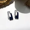 Boucles d'oreilles en émail blanc et noir pour femmes, bijoux à aiguille, Design de personnalité, deux tons, S925 ► Photo 2/6