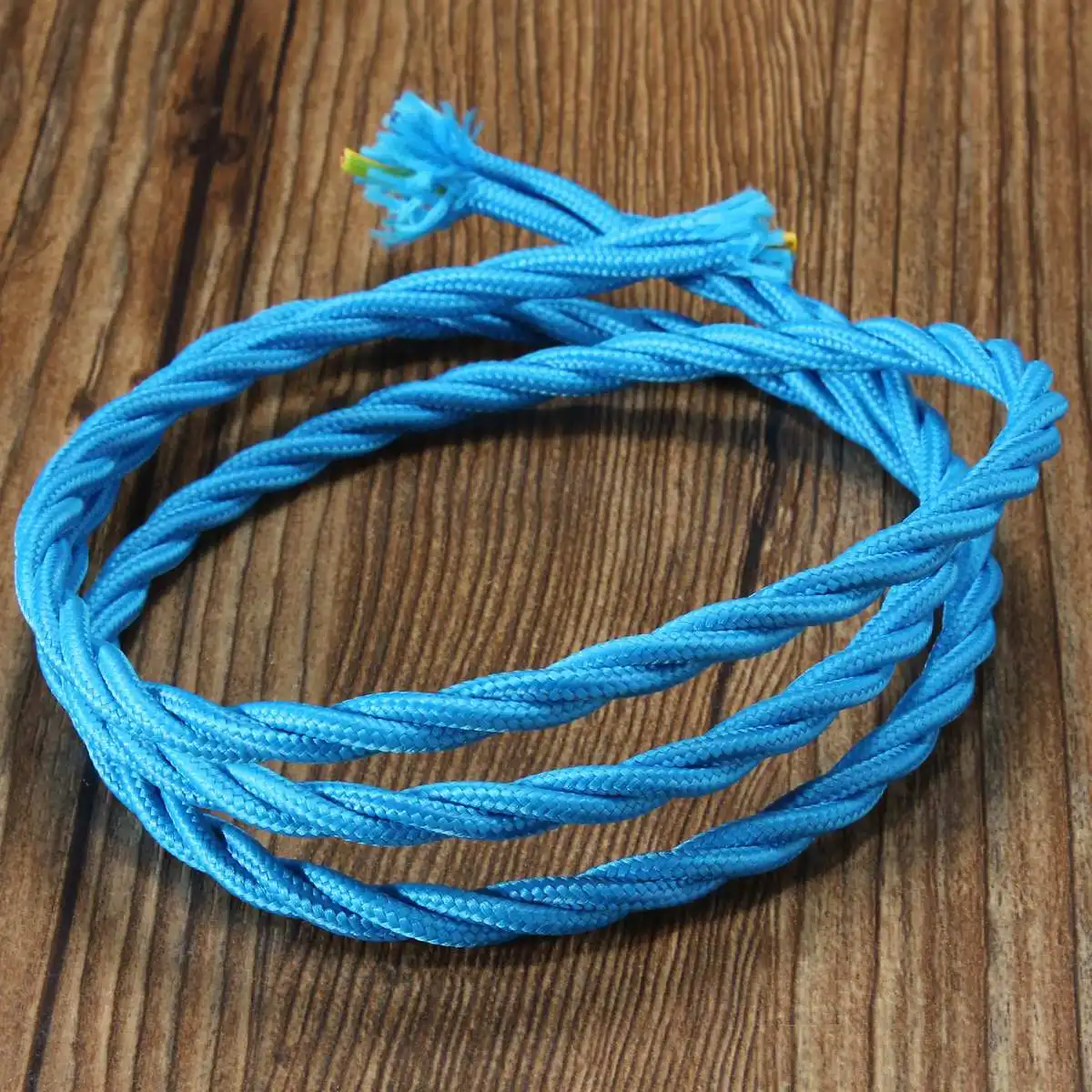 1 м винтажная цветная плетеная ткань гибкий кабель провод шнур электрическая лампа 3 ядра 0,75 см DIY светильники на тросах аксессуары - Цвет: Синий