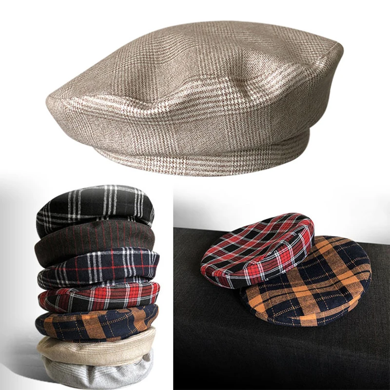 Осень и зима ретро головной убор в клетку темперамент леди Casquette Британский маляр шляпа newsboy восьмиугольная шапка BLM40