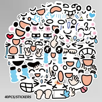

40Pcs Happy Sad Smiling Face Scrapbook Stickers Emotions Graffiti Stickers for Snowboard Luggage Laptop