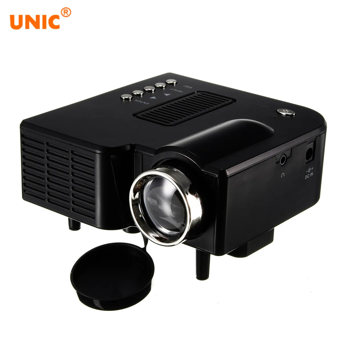 UNIC UC28+ Портативный светодиодный проектор для кинотеатра мини-проектор USB/SD/AV вход мини-проектор для развлечений - Цвет: AU Plug Black