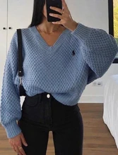 

Vintage Solid Color V-Neck Knitted Sweater Women Spring Autumn Casual Loose Pullover Warm All-Match Tops Chic Streetwear Jumpers