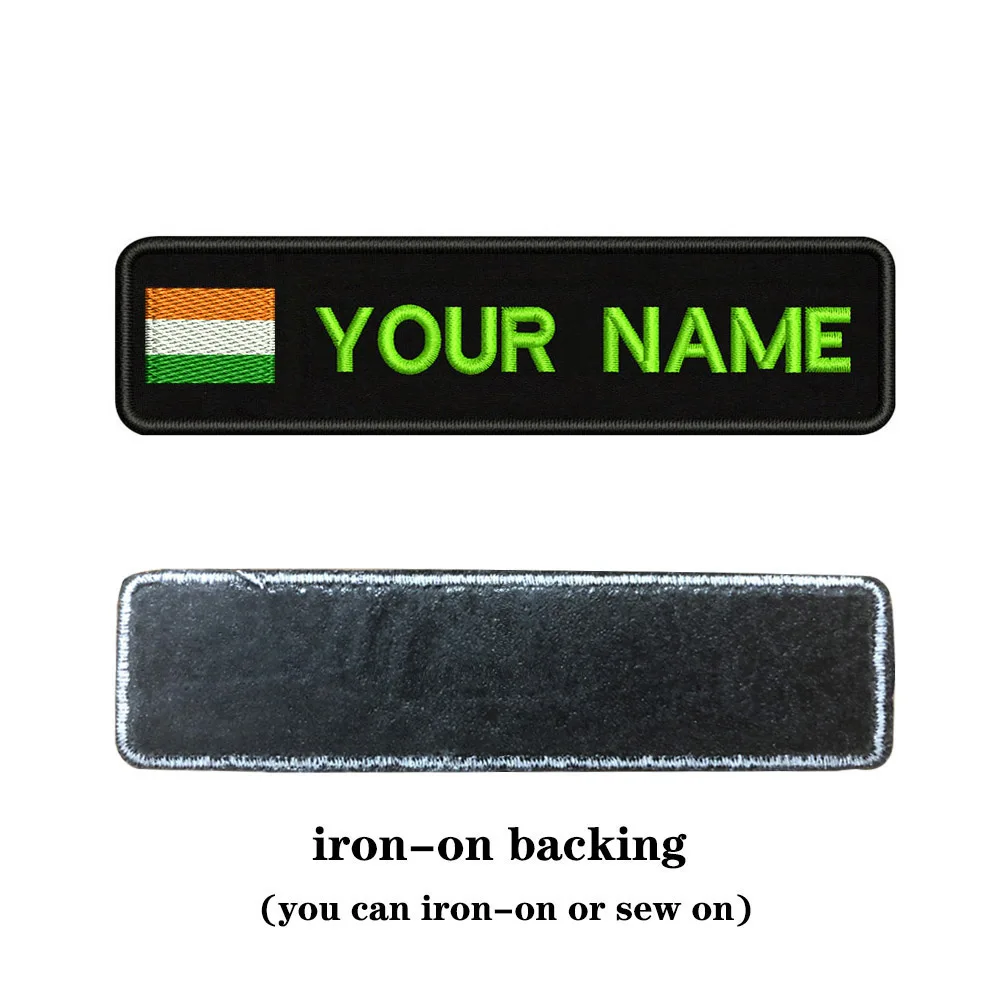 light green-iron on Вышивка на заказ индийский флаг имя заплатка с текстом 10 см* 2,5 см значок Утюг на или липучке Подложка для одежды брюки рюкзак шляпа - Цвет: light green-iron on