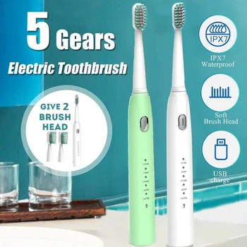 

Powerful Ultrasonic Sonic Electric Toothbrush USB Charge Rechargeable Tooth Brushes Washable Electronic Whitening Teeth Brush