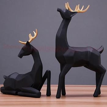 

Creative Resin Deer Statue Figurines Home Decor Geometry Crafts Industrial decoration Resin Animal Figurine Gifts{24set)