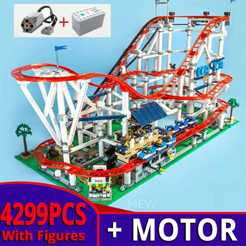 

Compatible with legoinglys Creator 10261 set Model roller coaster toy Building Blocks bricks with motor 9v Battery birthday gift