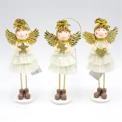 Рождественские украшения ангела, Рождественская кукла, стоячие Крылья ангела, милый ангел, плюшевая кукла, Рождественский Декор, украшение