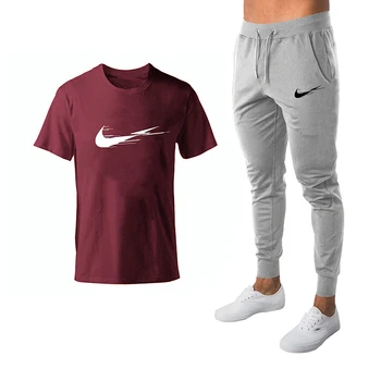 2021 Summer New Men Casual Sets Short Sleeve T Shirt +Pants Print Male Tracksuit Set Men's Brand Clothing 2 Pieces Sets 10