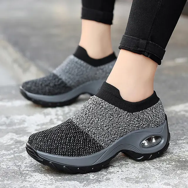 US $12.80 Shoes Woman 2019 New Convenient Slip-on Air Cushion Casual Ladies Shoes Woman Breathable Mesh Woman