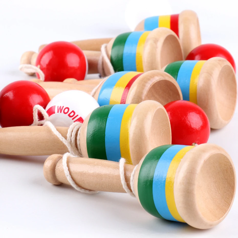 low cost  1pc Kendama Kid Toys Wooden Montessori Toy Kendama Ball Skillful Juggling Game Sword Cup Educationa