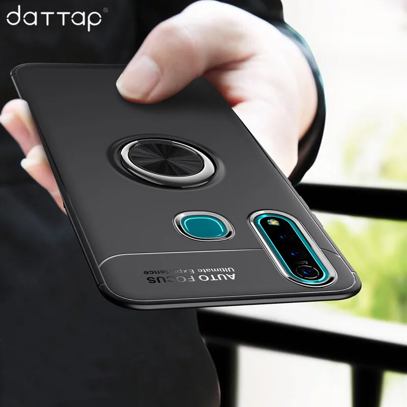 

For VIVO V17 Neo Y7s S1 IQOO Neo Z5 Case Magnetic Metal Ring Holder Soft Silicone TPU Back Cover Phone Cases Shockproof Fundas
