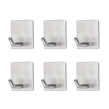 

6x Stainless Steel Strong Self-Adhesive Stick Home Wall Hanger Hook Rack Holder
