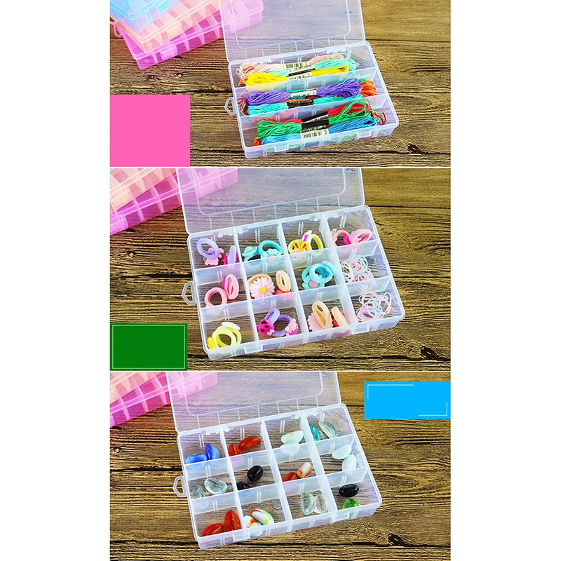 Description Picture 3 of item24 Grids Transparent Plastic Embroidery Floss Storage Box Floss Bobbins Organizer DIY Cross Stitch Sewing Tools Thread Bobbins