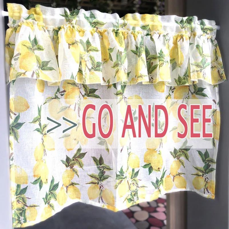 1PCS-W100-H80CM-Short-Curtains-For-Kitchen-Customizable-Lemon-Pinted-Curtains-for-Kidsroom-Fast-Shipments-Free