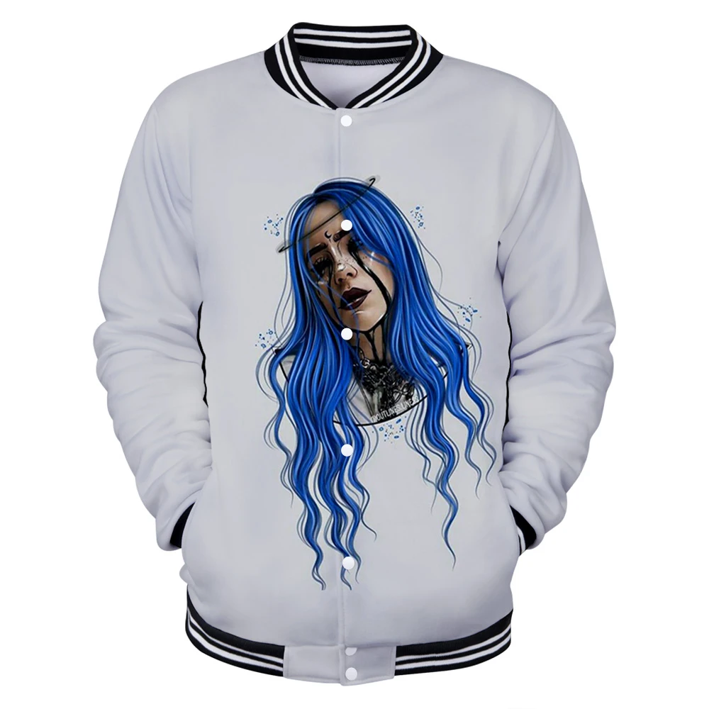 Осенняя мода для девочек 3D бейсбольная куртка billie eilish Женская/мужская бейсбольная форма хип-хоп Harajuku однобортная спортивная одежда