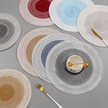 

4pcs Weave Cotton Napkin Fabric Breakfast Placemats Mat In The Kitchen Table Napkins Round Serviette Table Towel Decoration Home