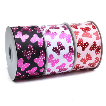 

(50 yards/lot ) Promotional price 3 inch red and pink bows foil printed hair bows ribbon