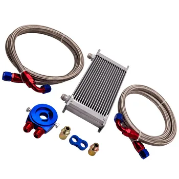 

19 Row AN10 Universal Engine Transmission Oil Cooler Filter Adapter Hose Kit