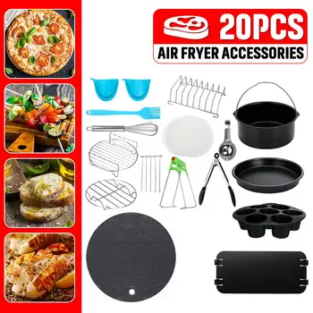 

NEW 20Pcs Air Fryer Accessories Home Kitchen Coing Tools For Barbecue Baking Coing Fit For 3.8-5.8QT Air Fryer
