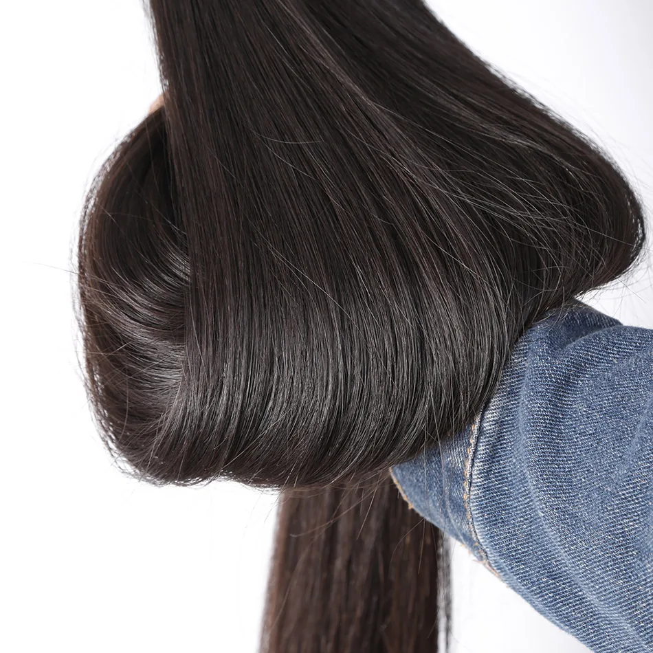 Links бразильские вплетаемые волосы 3 4 пряди с фронтальной кружевной застежкой 28 30 дюймов прямые 8-40 дюймов remy Волосы для наращивания