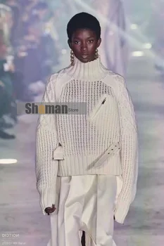 

luxury designer high end 1:1 RUNWAY Turtleneck Sweater 2020 Autumn Winter clothes women knitted Stick Waistband woman Sweaters