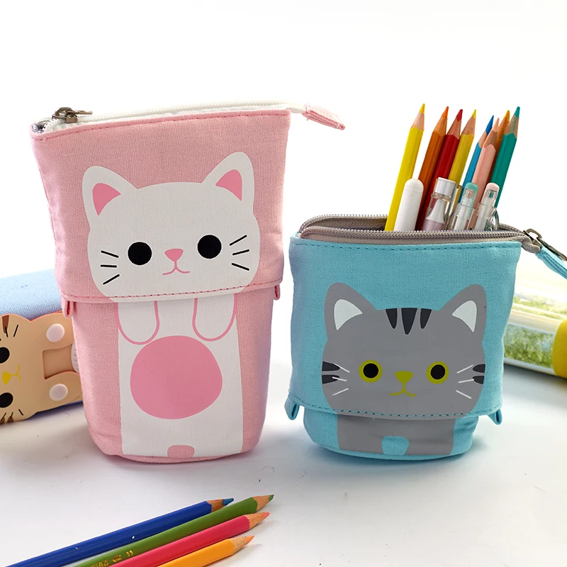 Милый чехол карандаш на молнии Kawaii Cat Пенал школьные принадлежности для