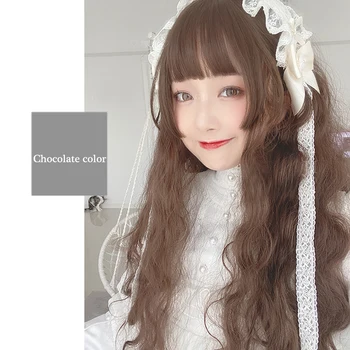 

HUAYA Lolita Wigs Long Curly Black Cosplay Wig Heat Resistant Bangs Cute Party Synthetic Daily Extensions False Hair