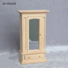 

JO HOUSE Oak Wardrobe With Mirror 1:12 Dollhouse Minatures Model Dollhouse Accessories