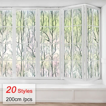 

200CM 20 Styles Stained Glass Window Film Frosted Opaque Privacy Bathroom Window Stickers Glass Stickers Bedroom Livingroom DP