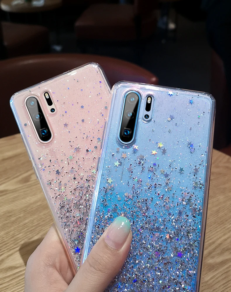 С сияющими блестками силикона, Не доставая его из чехла для huawei Honor Коврики 20 P20 P30 10 Pro lite P10 Nova 5 5i 3i 4 Y9 8 9 8X V20 чехол