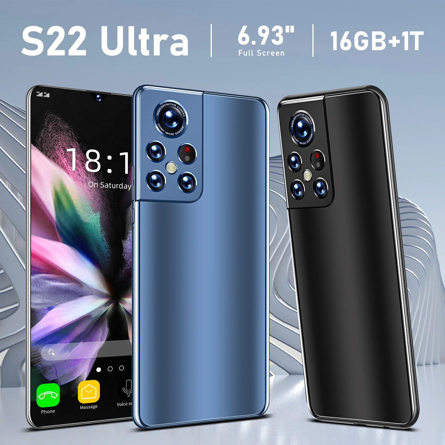 Смартфон глобальная версия S22 Ultra 16 ГБ + ТБ Android 6800 мАч Qualcomm Snapdragon 888 две карты
