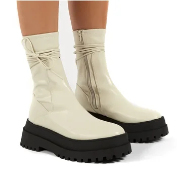 preço Botas Da Motocicleta Das Senhoras Do Vintage Botas De Combate Outono Do Exército Punk Goth Botas Femininas Biker Couro Pu Botas Curtas Bota Mujer