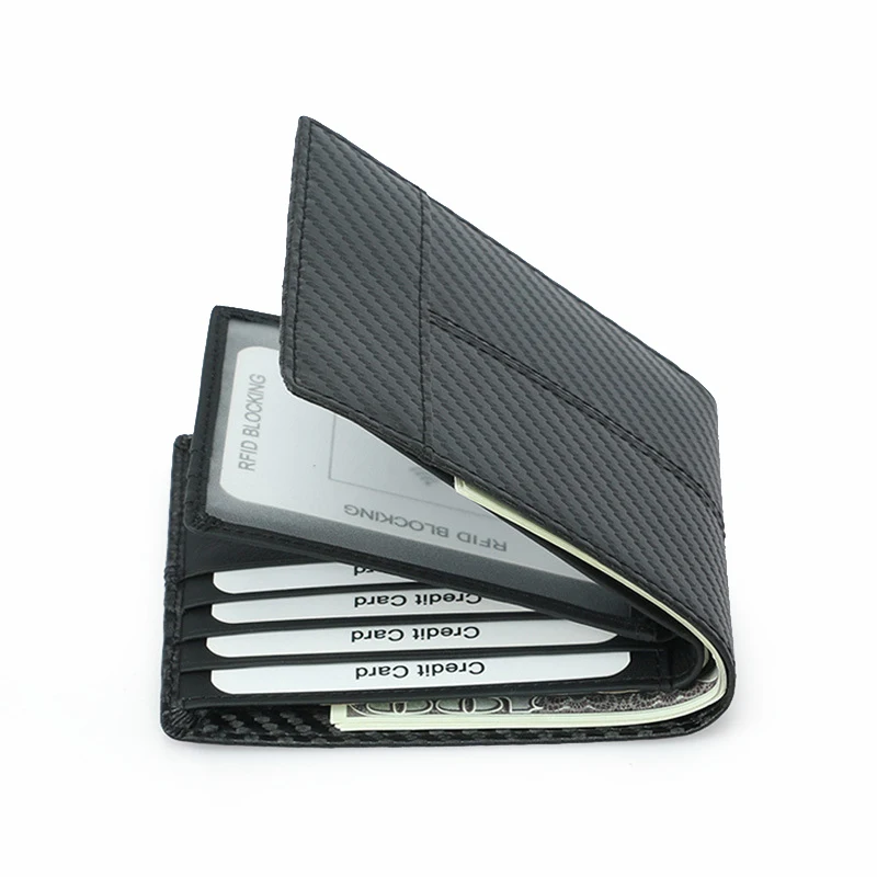 YUECIMIE Black short Carbon Fiber RFID Blocking Credit Card Holder Wallet Bag Pu Leather Men Cardholder Case Creditcard Purse | Багаж и