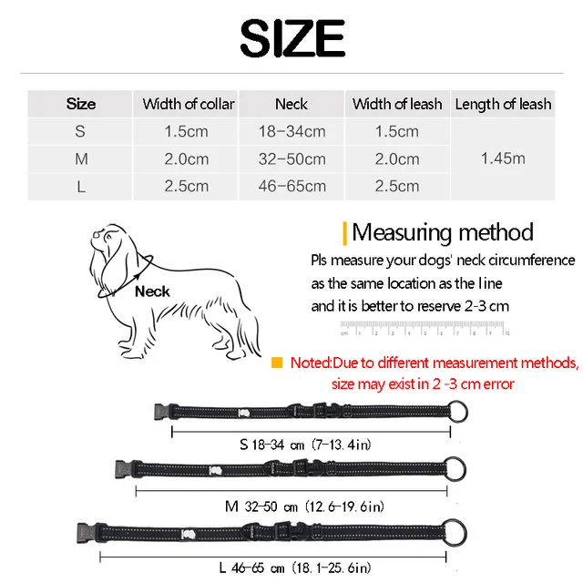 Reflective Padded Nylon Dog Collar & Leash