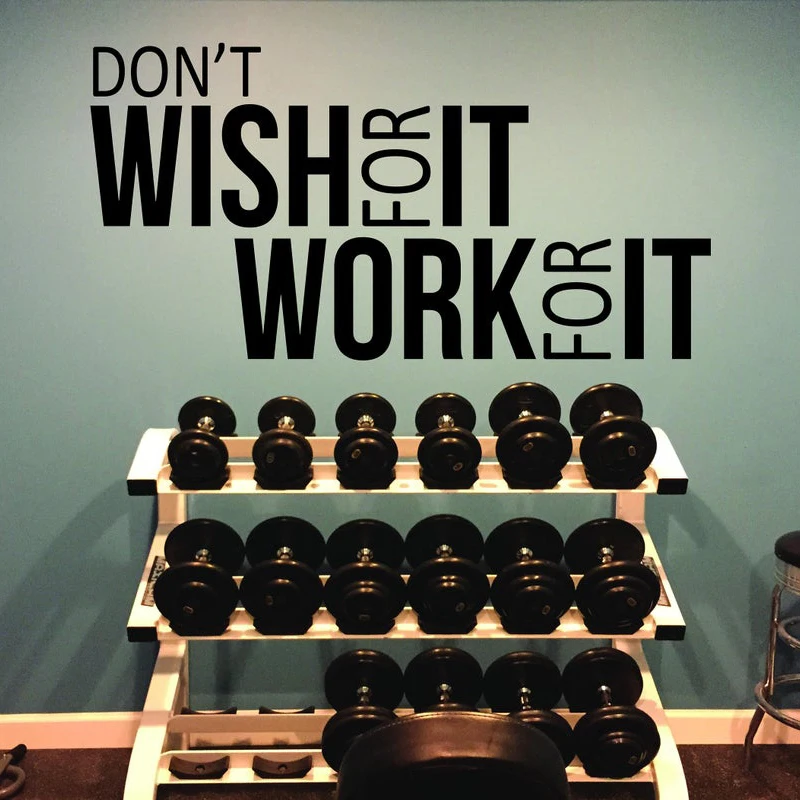 Don't Wish for it Work for it Wall Sticker Gym Workout Office Motivational Inspirational Quote Wall Decal Bedroom Classroom Deco (3)