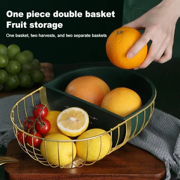 

Hollowed Out Countertop Vegetable Storage Snack Bowl Kitchen Home Fruit Basket Drain Living Room Modern Container Iron Wire