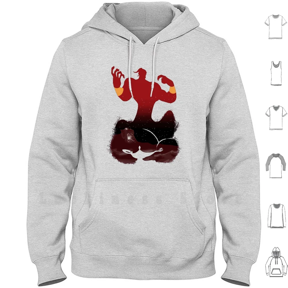 Red Genie Felpe Con Cappuccio Manica Lunga Rosso Blu Genie Aladdin Lamp Magic Cave Wonder Agrabah Jafar Jasmine Evil Villain Cattivi