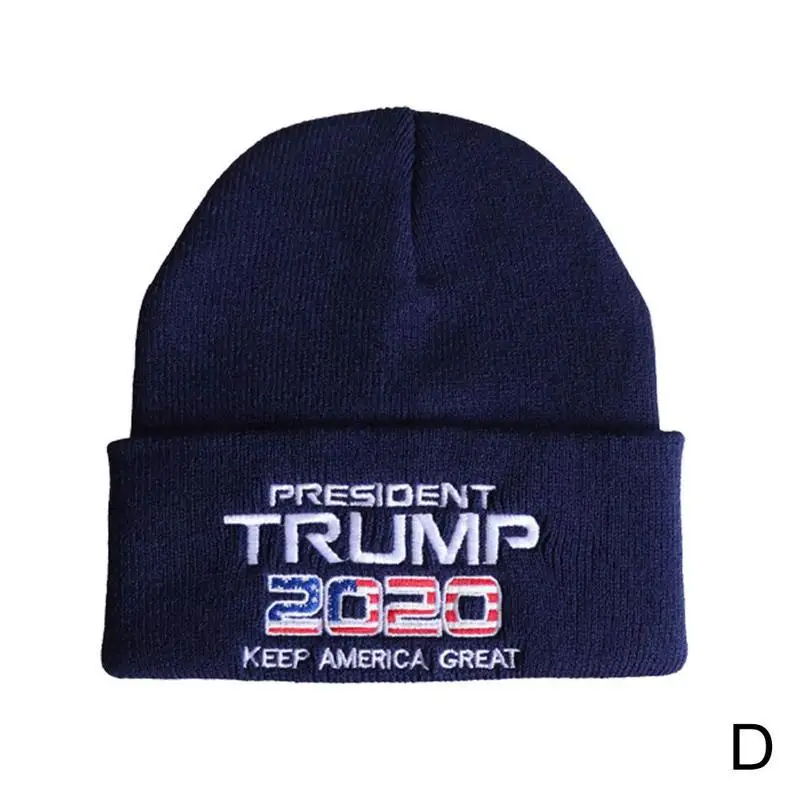 Новинка, горячая распродажа, шерстяная вязаная шапка унисекс с вышитым рисунком американского флага, зимняя теплая шапка в стиле хип-хоп для мужчин и женщин - Цвет: D