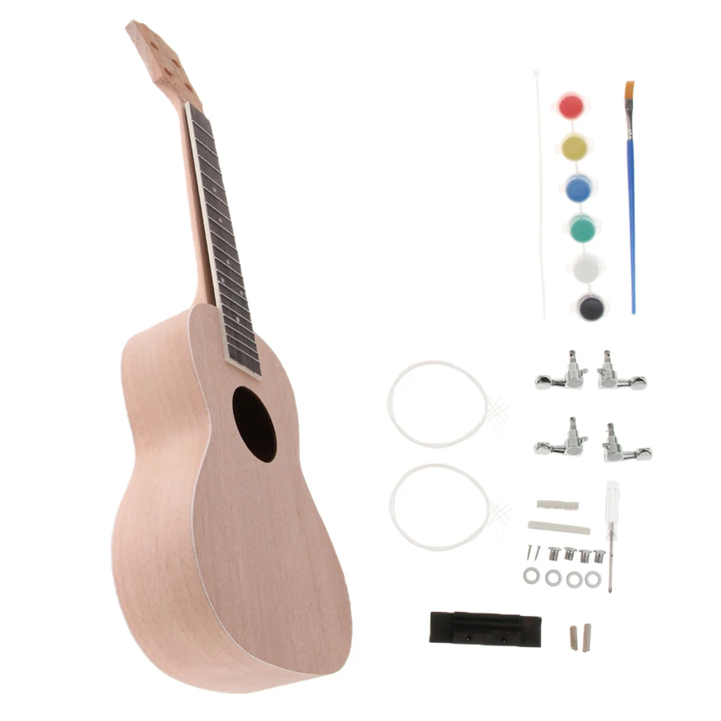 23 дюймов укулеле DIY Kit концерт Гавайи красного дерева мини-укулеле музыкальный инструмент подарок