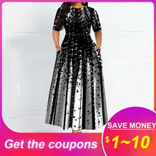 Женское платье с коротким рукавом, элегантные вечерние платья миди с высокой талией, Бандажное платье с принтом в африканском стиле, рождественское платье, Vestiods