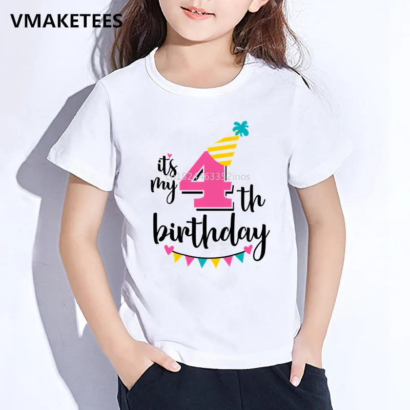 Детская футболка с надписью Happy Birthday Number 1 9 забавная цифрами для девочек и