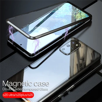 

Double-sided tempered Glass Magnetic case For Samsung Galaxy s20 ultra s20 plus 360° Bumper Shockproof Coque fundas shell Cover