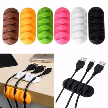 

5 Slot Self Adhesive Wire Cord Cable Clip Holder Management Desktop Organizer Cable Organizer кабельный органайзер garderoba