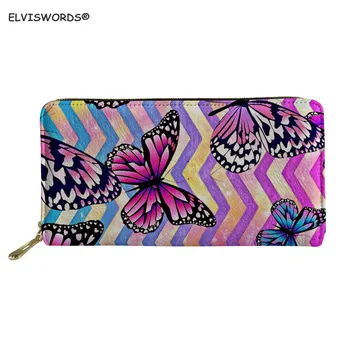 

ELVISWORDS 3D Flower Butterfly Pattern Long Clutch Wallet Women Shopping Travel Credit Card Storage Purse Custom Logo Wallets