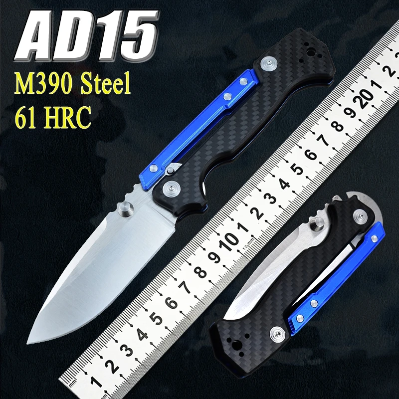 Vendita Calda Ad15 Coltello Pieghevole M390 Acciaio Fibra Di Carbonio All'Aperto Ad Alta Durezza Tasca Coltello Da Combattimento Edc Utility Jungle Hu