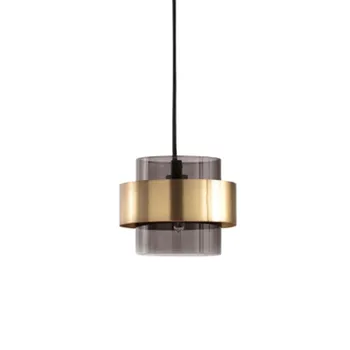 

Nordic glass hanging lamp restaurant coffee bar industrial lighting fixture gold wrought iron glass shade creative pendant light