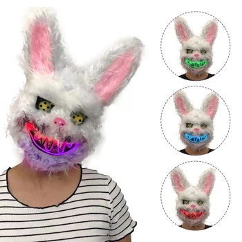 

Creepy Bloody Rabbit Mask Latex Party Animal Mask Kids Party Halloween Masquerade Mask Funny Cold Light Fancy Dress 4 Colors