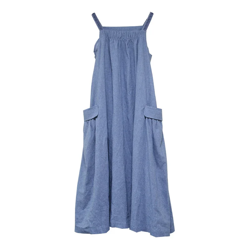 light blue Большие размеры джинсовое платье для женщин винтажные Летние повседневные ковбойские платья Новые Модные женские без рукавов карманы Vestidos - Цвет: light blue