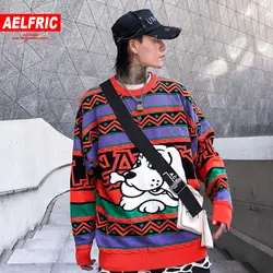 AELFRIC забавная собака мультфильм Трикотажная майка с принтами пуловер для мужчин 2019 Harajuku уличная осенне-зимняя мода Повседневный мужской